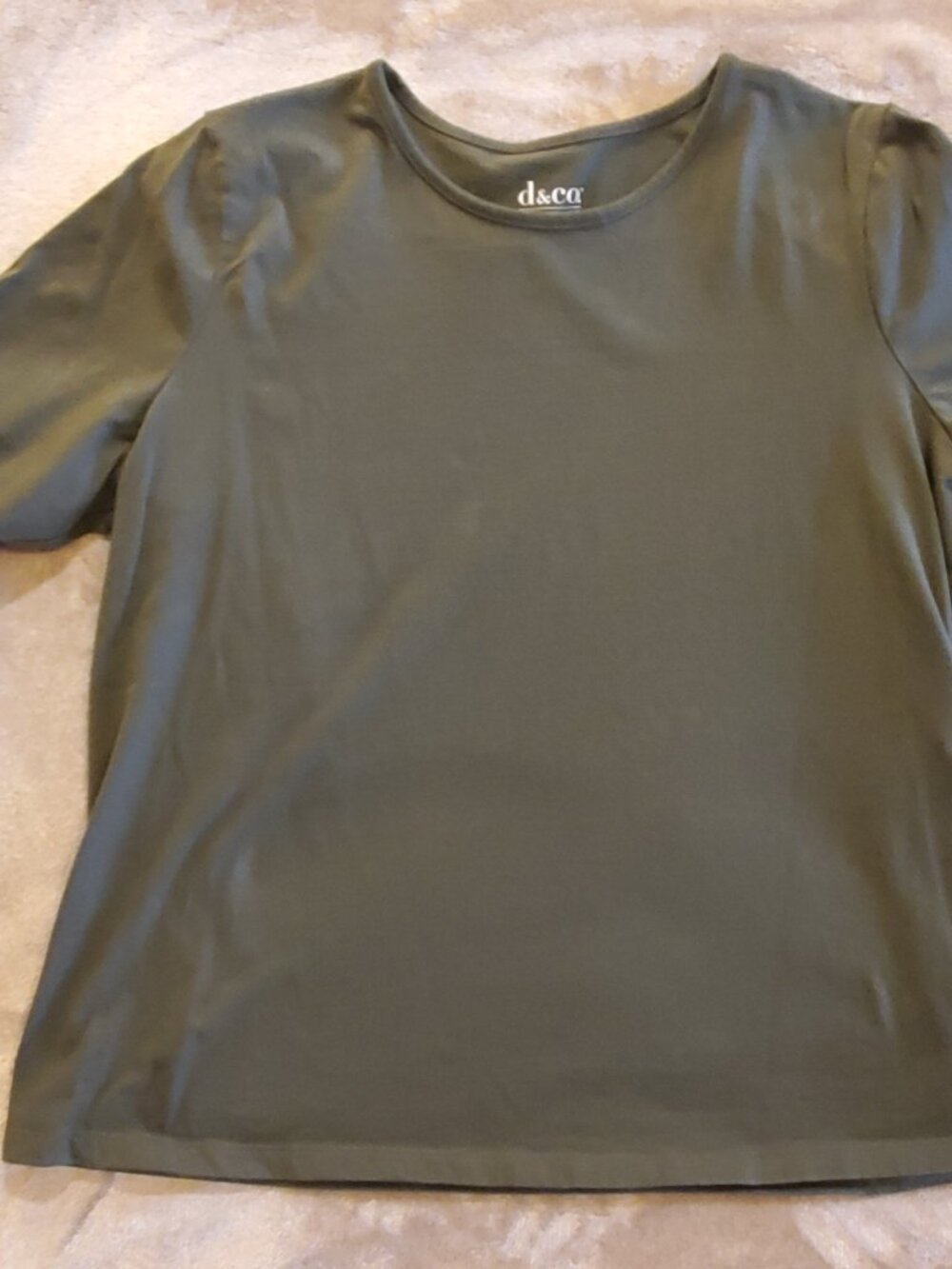 Denim & Co. Women's Perfect Jersey Olive Green T-shirt, Size Large